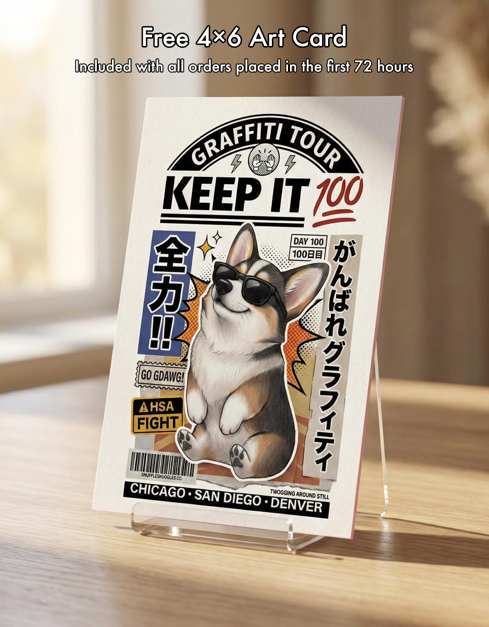 Day 100 Sticker Pack – Brady & Graffiti the Corgis