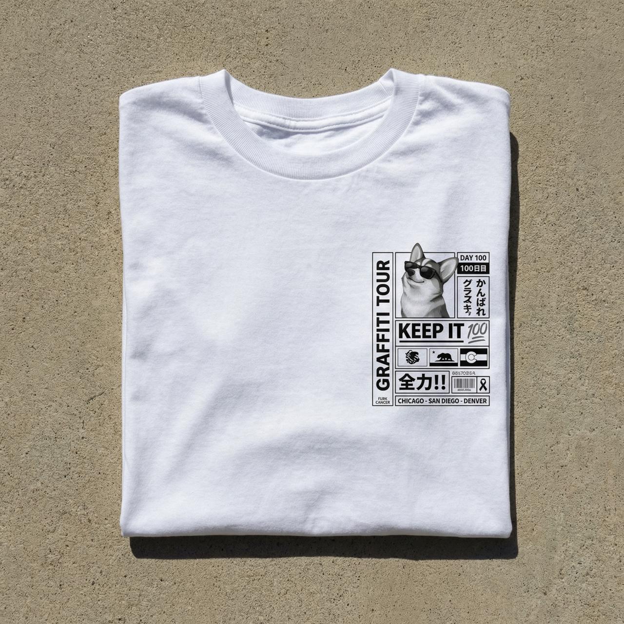 Day 100 T-Shirt – Brady & Graffiti the Corgis
